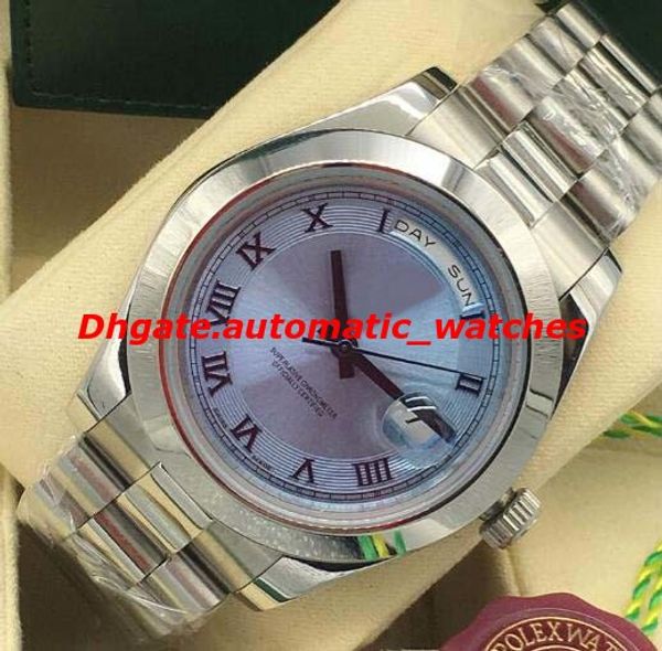 

selling luxury watches ii platinum 41mm ice blue concentric roman dial 218206 automatic fashion men's watch wristwatch, Slivery;brown