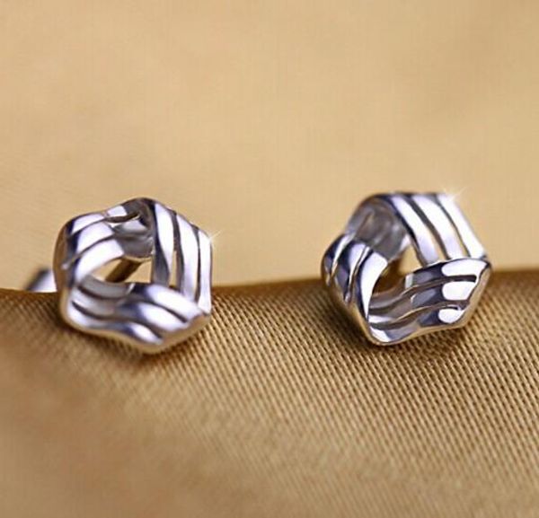 

fashion geometric twisted ear stud s925 silver ear studs for girls/ladies party gifts chic earrings, Golden;silver