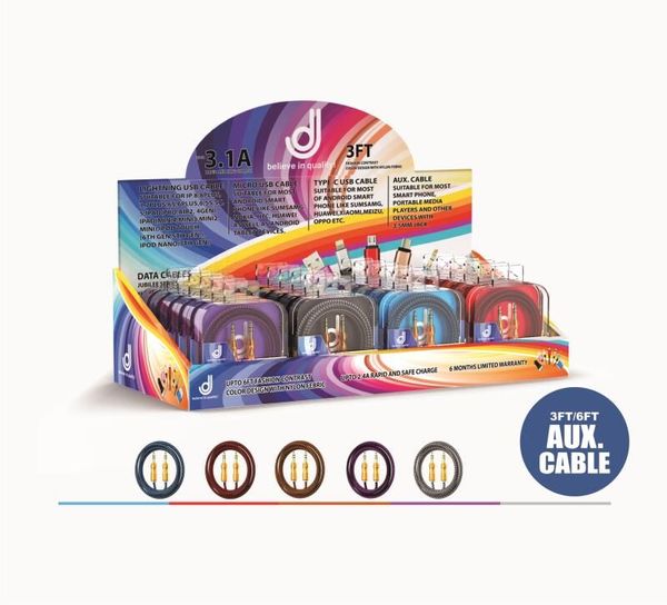 

3 1a fa t charging data cable with 6 month warranty and howing di play 1m 3ft aux cable ync cord for am ung iphone