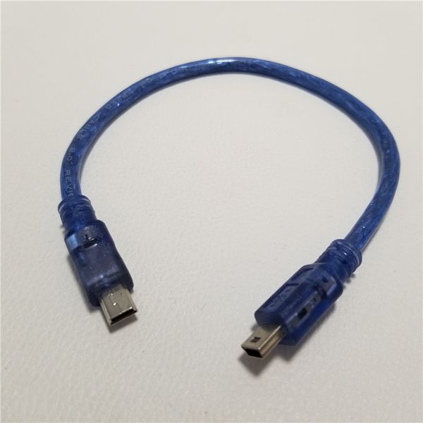 

USB 2.0 Mini B Male to Male Data Extension Transfer Cable Clear Blue 30cm