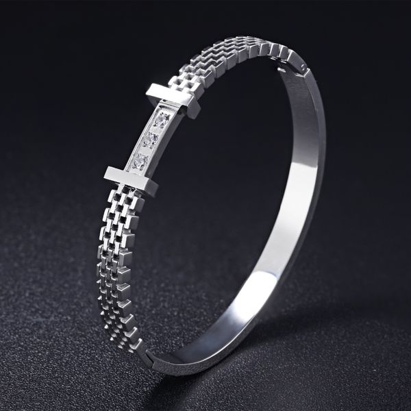 Rose En Acier Inoxydable Femme Homme Chiffre Romain Bracelet Jonc Jewerly 6.88/"