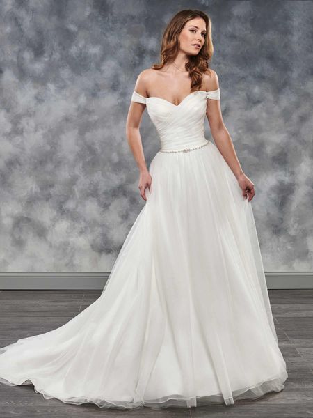 

beauty ivory tulle off shoulder beads a-line wedding dresses bridal pageant dresses wedding attire dresses custom size 2-16 kf1014131, White