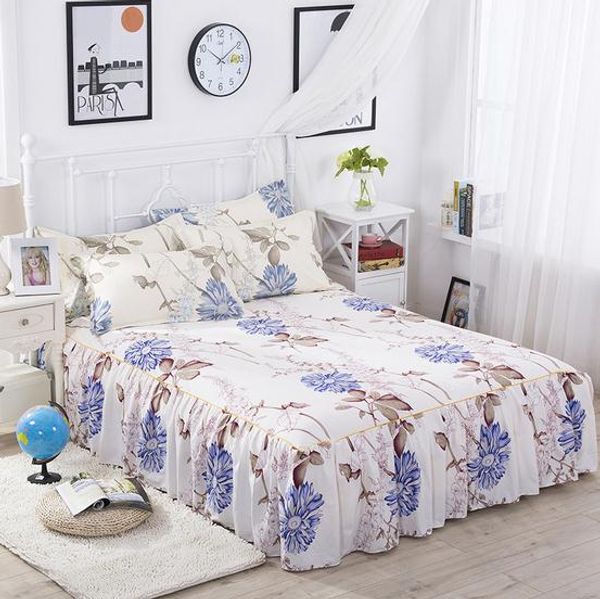 

pastoral flowers bed skirt with elastic bandage twin full queen size bed cover skirt bedspread mattress cover bedding