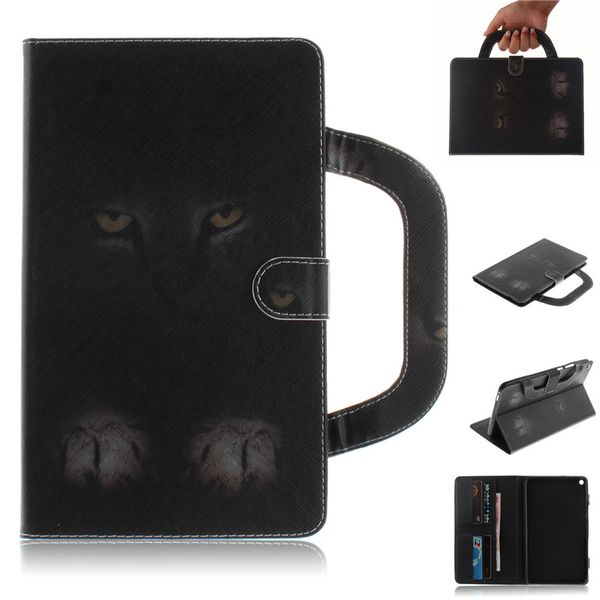 

tablet case for huawei mediapad t3 8.0 inch handle flip cover stand leather wallet coloured drawing tiger lion wolf coque