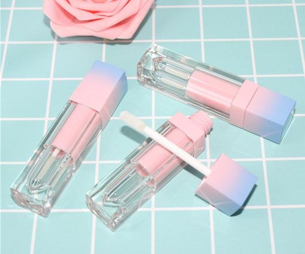 200 pz/lotto Quadrato Vuoto Lip Gloss Tubo Gradiente Rosa Blu Plastica Elegante Rossetto Liquido Contenitori Cosmetici 5 ml Campione SN1223