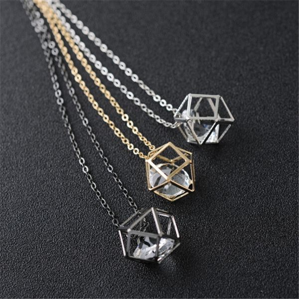 

2018 последняя мода контракт геометрические сплава полые кристалл колье ожерелье кулон для женщин марка ювелирных изделий оптом, Silver