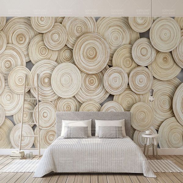 Acquista Carta Da Parati Murale 3d Personalizzata Carta Da Parati Moderna 3d Stereo Legno Grano Pittura Soggiorno Camera Da Letto Arte Astratta Carte