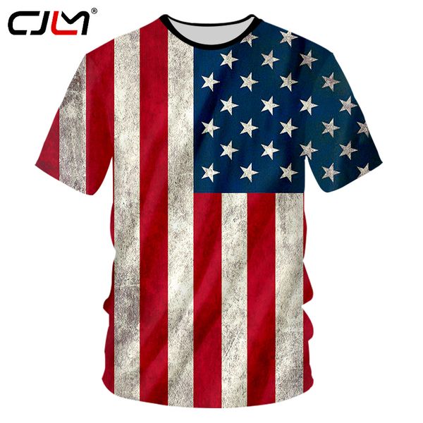 

CJLM USA Flag T-shirt Men Sexy 3d Tshirt Print Striped American Flag Men's T Shirt Summer Tops Short Sleeve Tees Plus Size 7XL