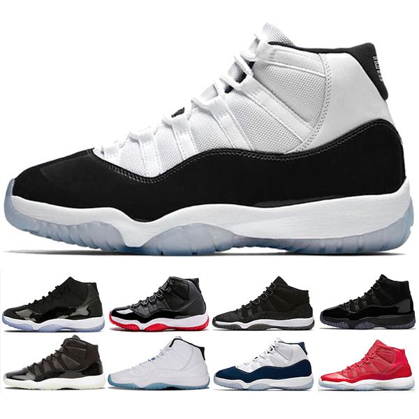 

wholesale 11 cap and gown prom night 11s men basketball shoes bred concord space jam black white red prm heiress unc sports sneakers