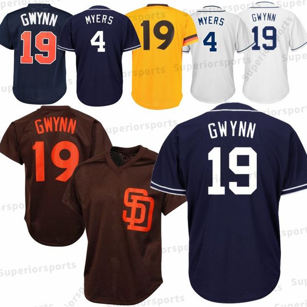 

19 Tony Gwynn San Diego Jerseys 4 Wil Meyers Padres Embroidery Logos Baseball Jerseys M-XXXL Fast Free Shipping 100% Stitched