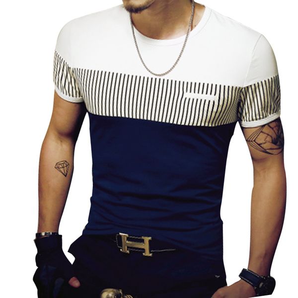 

polyester summer fashion men's t shirt casual patchwork short sleeve men t-shirt mens clothing casual slim fit hip-hop tees 5xl, White;black