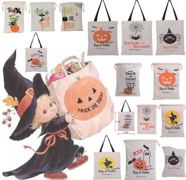 

halloween bags large canvas bags cotton drawstring bag with pumpkin, devil, spider, hallowmas gifts sack bags 15styles