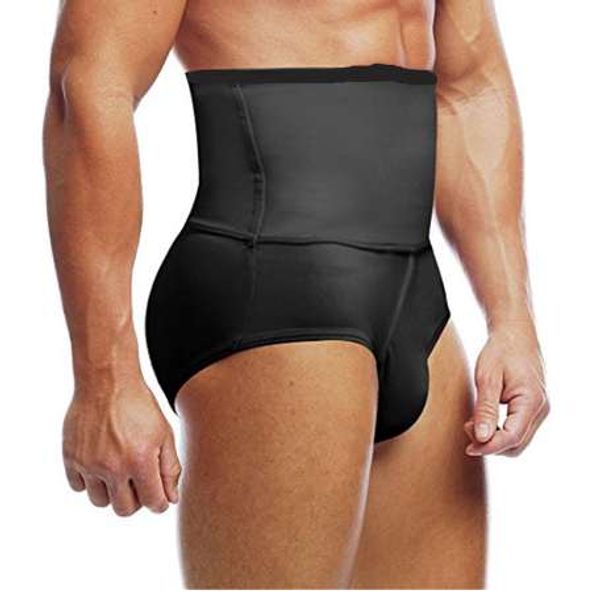 Shaper de emagrecimento masculino shaper alto cintura abdômen barriga controle moldar breve slim underwear compressão calcinha preto branco
