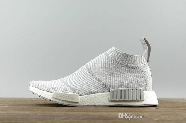

Brand designer NMD R1 City Sock Primeknit White Grey S32191 Mid Cut Sneakers with real boost bottoms size 5-13