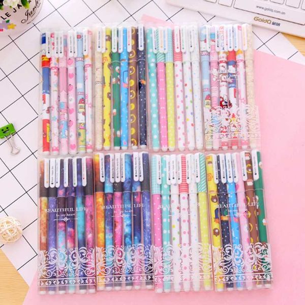 

6 pcs/lot floral garden fantastic galaxy star sky gel pen signing pen writing tool school office supply student