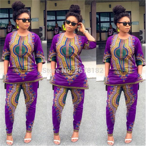 

2018 african dress women clothing limited new retro ethnic dashiki fashion loose two sets of fitting pants + shirt dress, Red