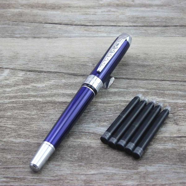 

blue jinhao fountain pen pens business gift send boyfriend husband luxury caneta and 5pcs ink sac 005