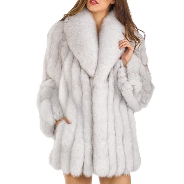 

s-4xl mink coats women 2018 winter new fashion pink faux fur coat elegant thick warm outerwear fake fur jacket chaquetas mujer, Black