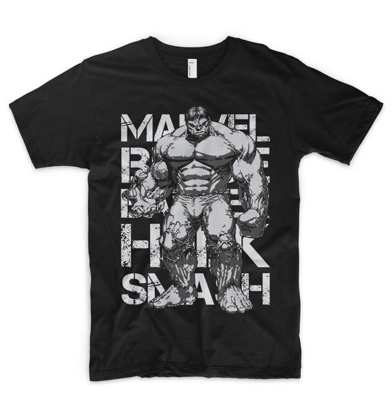 

the incredible hulk angry smash t shirt marvel comics bruce banners fashion men t shirts round neck, White;black