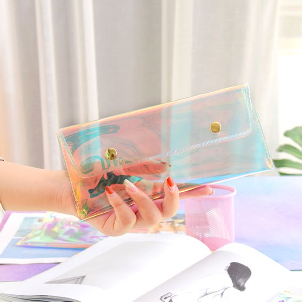 

korean girl heart cil bag simple pencil bag small fresh transparent student large capacity stationery