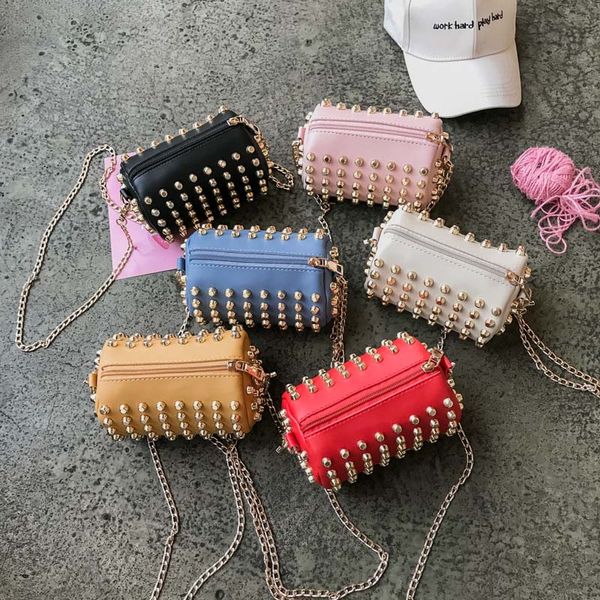 

2019 kids shoulder bags girl mini korean full rivet cross body bags for children baby girls coin purses messenger bags kids07