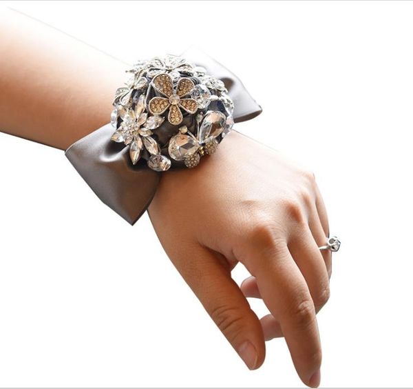 

2018 new rose satin bridal boutonniere bride holding flowers wedding