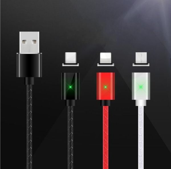 

new intelligent strong magnetic leather charging data sync cable cord universal v8 micro type c usb cable line for most mobiles 50pcs