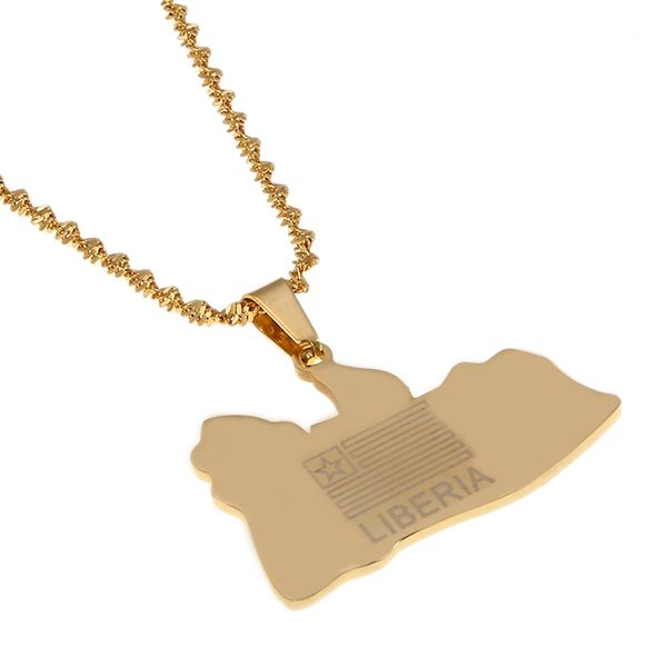 

liberia map flag gold color charms pendant necklaces liberians jewellery, Silver