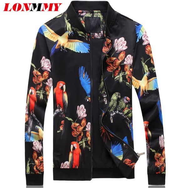 

lonmmy 5xl casual jacket men hip hop outerwear coat male jaqueta masculina fashion birds and flowers jackets mens clothing 2018, Black;brown