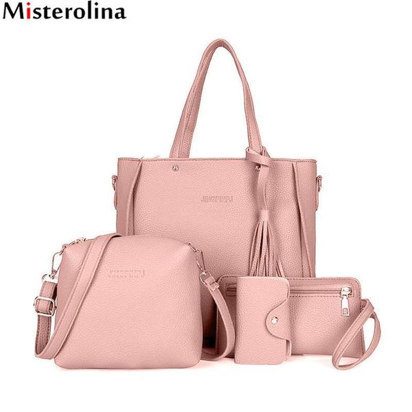 

misterolina 4ps/set women fashion pu leather tote handbag shoulder bag ladies messenger bag composite bag clutch wallets hns7855 d18102906