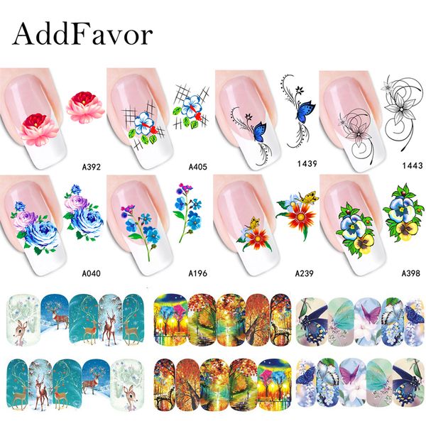 

addfavor 2pcs nail sticker art flower floras feather nail foil water transfer art stickers fingernails decal manicure tool, Black