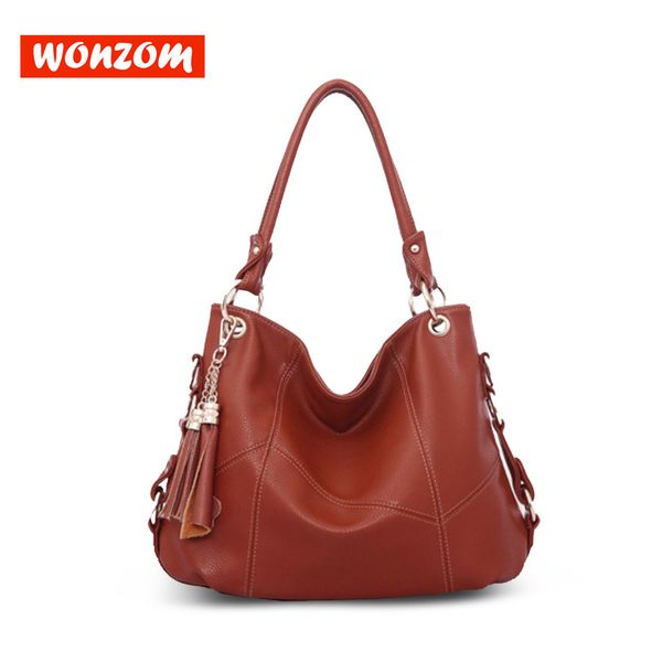

wonzom luxury women leather handbags shoulder&crossbody hobos bag large capacity tote bolsa feminina ladies bag d18101104