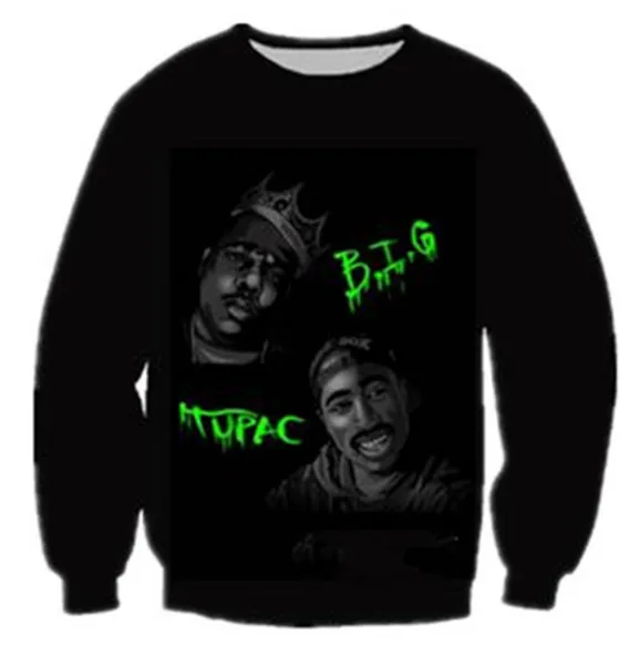 

new arrival b.i.g. biggie smalls tupac fashion men/women funny 3d printed sweatshirt style fashion casual sweatshirt b318, Black