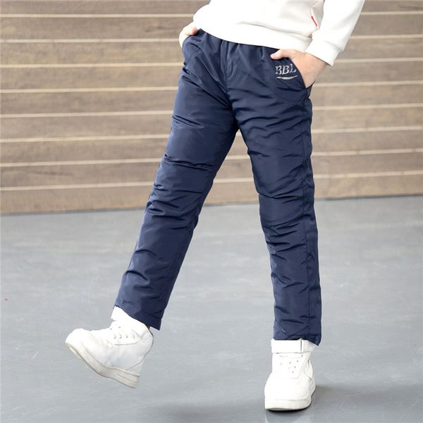 

winter down cotton pants for boys girls high waist warm children waterproof kids boy trousers pants long snow for kids, Blue