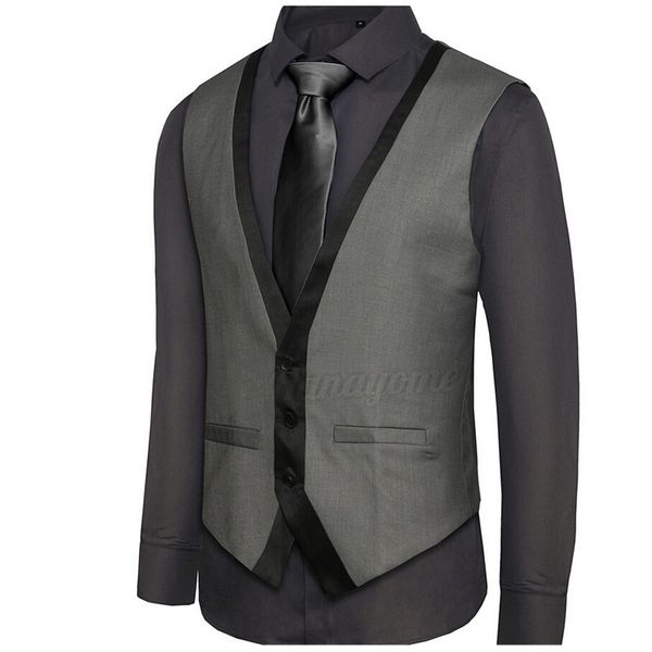 

new arrival mens suit vest v neck contrast color slim fit dress vests men back strappy waistcoat, Black;white