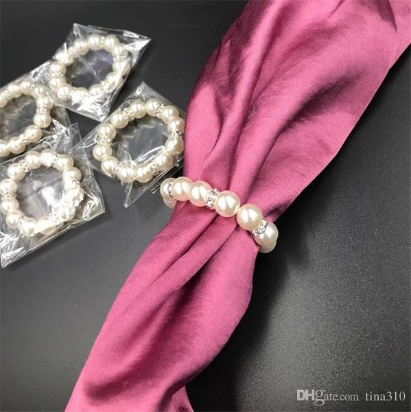 White Pearls Napkin Rings Wedding Napkin Buckle For Wedding
