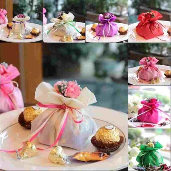 

organza jewelry wedding favors party artificial handmade flowers gift bags candies pouch holders boxes sachet anniversary birthday shower