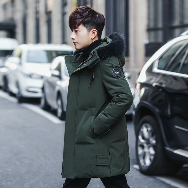 

2017 new winter coat men's long coat down jacket winter trend coon clothes jaqueta masculina inverno xd288, Black