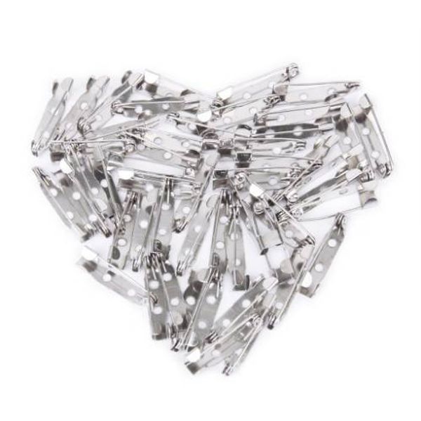 

50 piece brooch back bar pins 20 mm safety lock, Gray