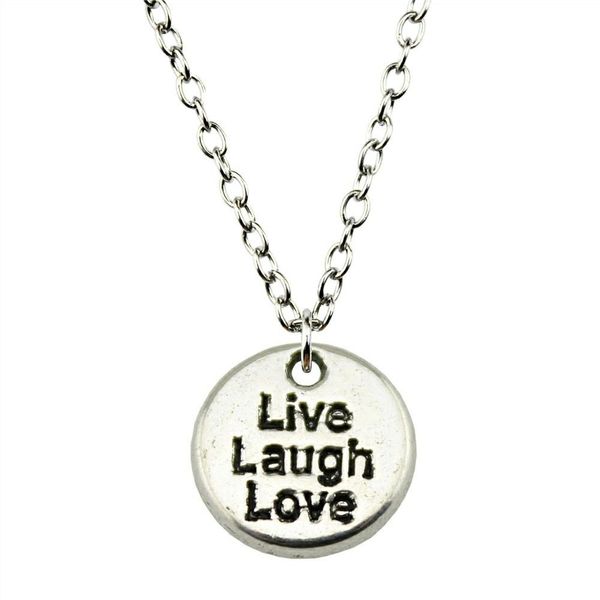 

wysiwyg 5 pieces metal chain necklaces pendants vintage necklace handmade live laugh love 12mm n2-b12799, Silver