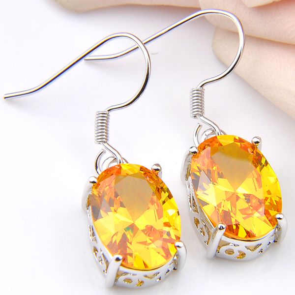 

luckyshine classic dazzling fire oval mystic royal citrine earring silver dangle cubic zirconia earrings for girls gift 10 pair