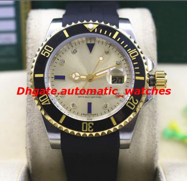 

2 style luxury wristwatch rubber bracelet & ss diamond ceramic bezel mint 40mm mechanical automatic men watches new arrival, Slivery;brown