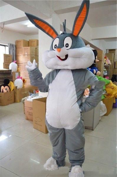 

2018 factory direct sale gray mascot rabbit hare fancy dress cartoon suit fancy dress ing, Red;yellow