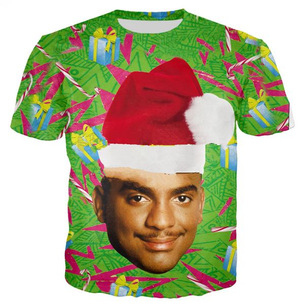 

2019 новые мужчины / женская принц из бель-эйр с рождеством hat 3d tops печати t shirt плюс размер стиль outfit забавный тис топ punku1125, White;black