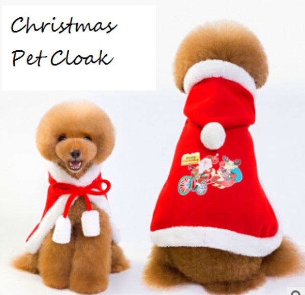 

christmas pet dog red hooded cloak fashion dog puppy shawl costumes with hat winter warm dog cat coat
