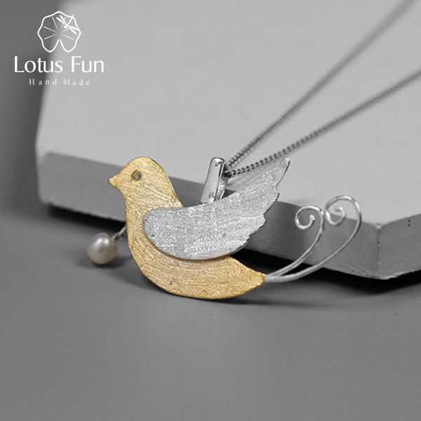 

lotus fun real 925 sterling silver handmade fine jewelry creative flying birds with fruits pendant without necklace for women