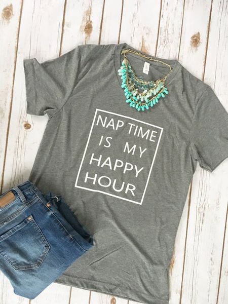 

nap time is my happy hour t-shirt hipster mom gift tee stylish popular short sleeve cotton black trendy outfits slogan shirt, White