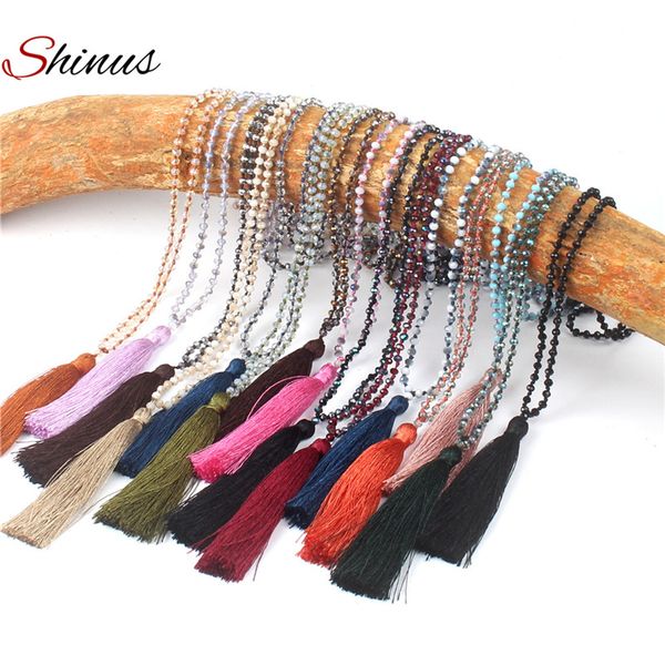 

shinus necklace statement collier maxi jewelry women necklaces tassel bohemian beaded crystal beads handmade pendants trendy, Silver