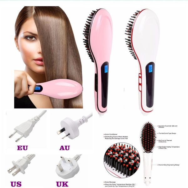 2017 Brand Lcd Straightening Irons Fast Smoothing Hair Brush