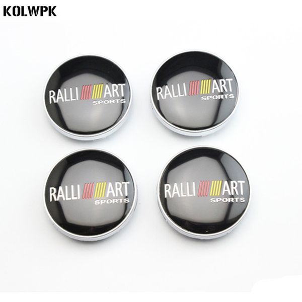 

4pcs 60mm new car styling accessories emblem badge sticker wheel hub caps centre cover for ralliart mitsubishi lancer pajero